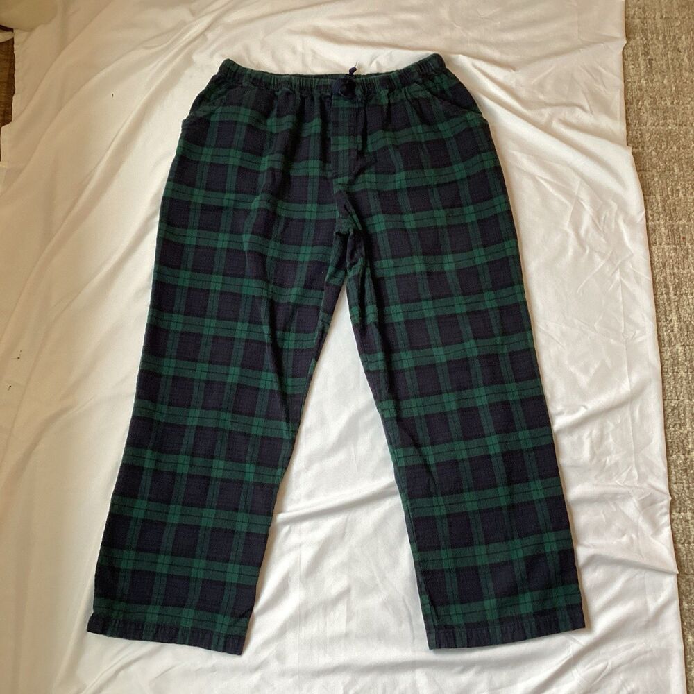 Vermont country store flannel pajama pants men’s L blue/green tartan plaid
